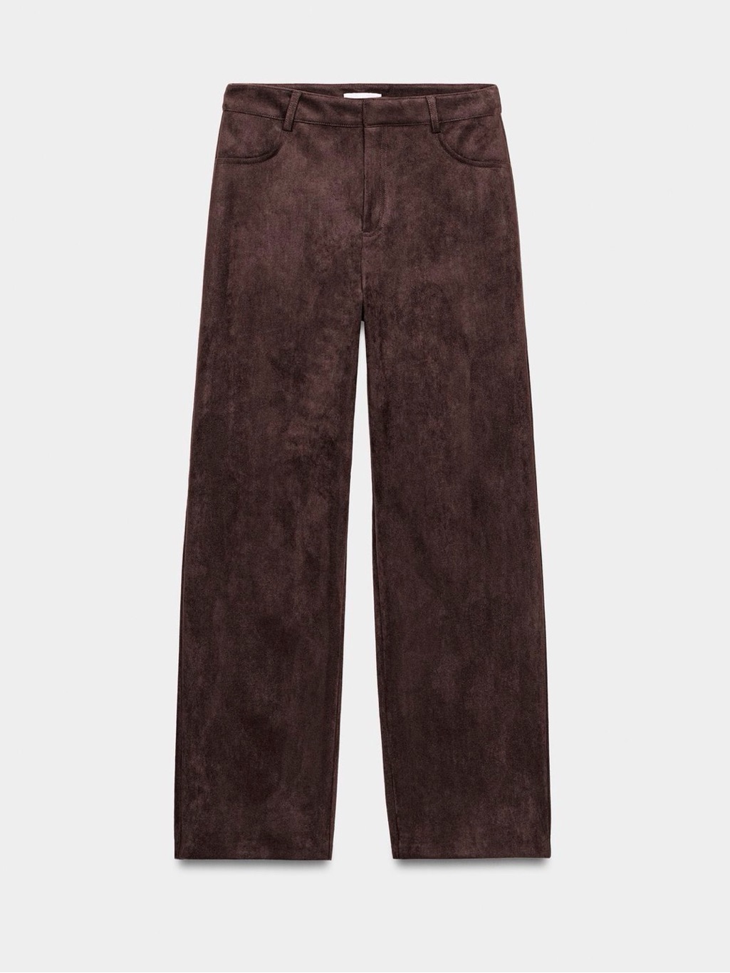 Zara Nwt Wide-Leg Faux Suede Pants Dark Brown